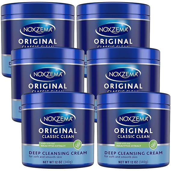 Noxzema Face Wash, Large Jar 6-Pack Original Deep Cleansing Cream, Face Cleanser, 12 Oz Ea