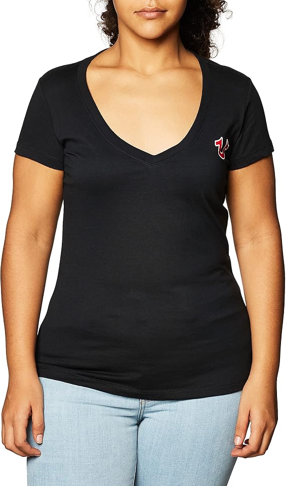 True Religion Women's V-Neck Buddha Logo Tee | Womens Tops | Graphic Tees for Women, T Shirts for Women, Short Sleeve