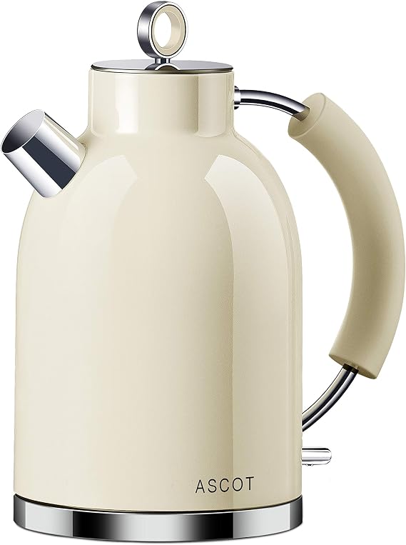ASCOT Kettle Electric, Cordless-Fast-Boil, Stainless Steel Filter Kettles Tea Heater & Hot Water Boiler, 1.5L, 2200W, Automatic Shutoff, Boil-Dry Protection Kettle (Beige)