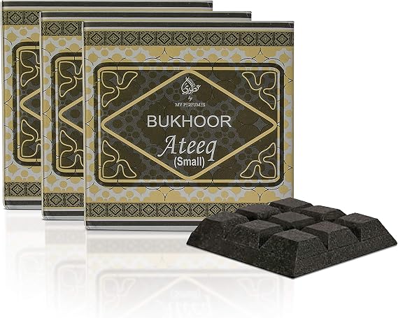 Otoori Ateeq Bakhoor Incense - Best Arabian Amber Oud Use on Charcoal and Electric Incense Burner (3 Pack)