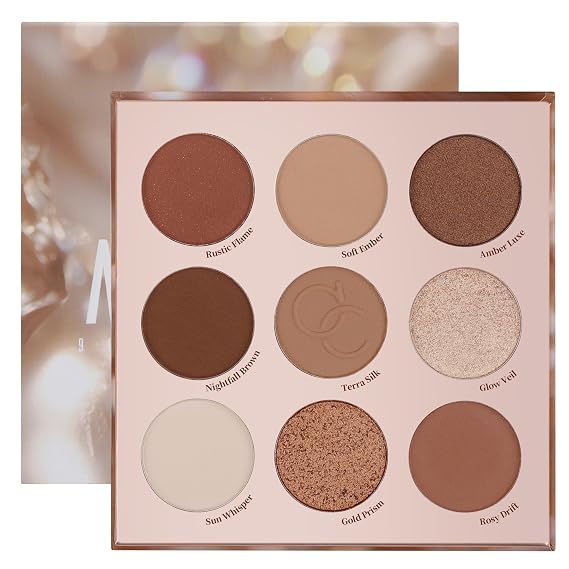docolor Eyeshadow Palette, 9 Colors Brown & Copper Tones Palette with Matte & Shimmer Finishes,Highly Pigmented Eye Makeup Palette for Everyday Glam Look
