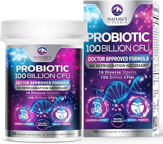Premium Probiotics - 100 Billion CFU Per Capsule - 16 Strains + Prebiotics - Best Women & Men's Gut Health Supplement, Supports Immune - Digestive Health & Occasional Constipation & Gas - 30 Capsules