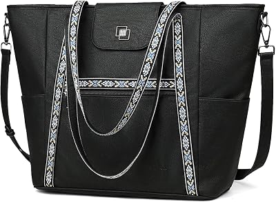 FADEON Large Laptop Tote Bag for Women Designer Leather Laptop Bag Fashion Travel Backpack Purse Shoulder Handbag