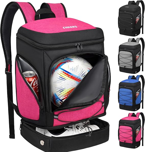 Soccer Backpack,Soccer Bag with Ball Holder and Shoe Compartment