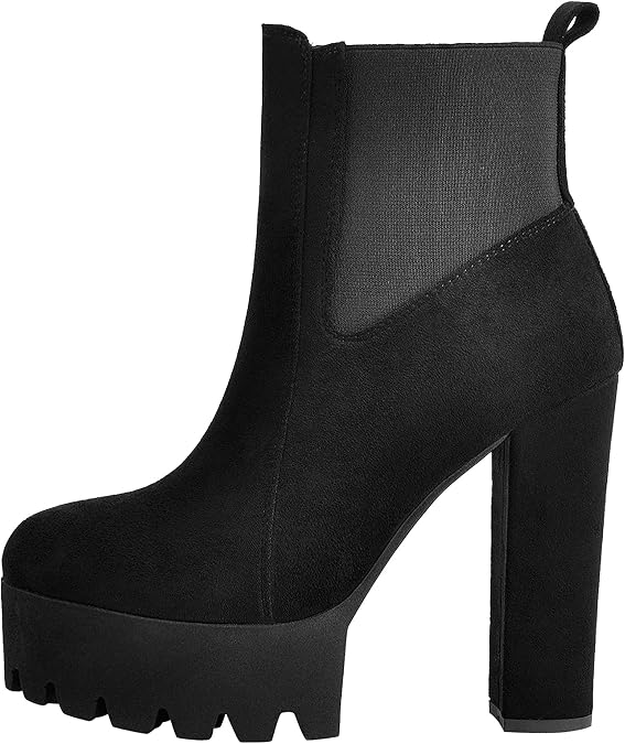 Only maker Bequeme Elastische Plateaustiefel Booties Plateau Stiefeletten mit Profilsohle