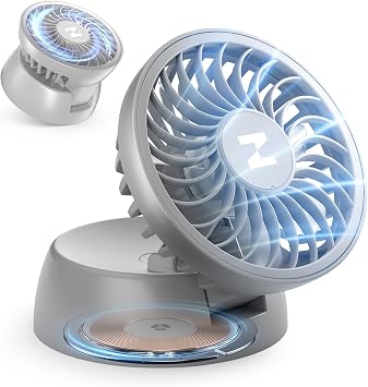 ZEEHOO Mini Portable Fan, Magnetic Folding Desk&Handheld Fans with 3 Speeds, USB-C & Wireless Rechargeable Personal Fan with 2000mAh Battery, Strong Airflow for Travel, Outdoor, Office, Beach Black