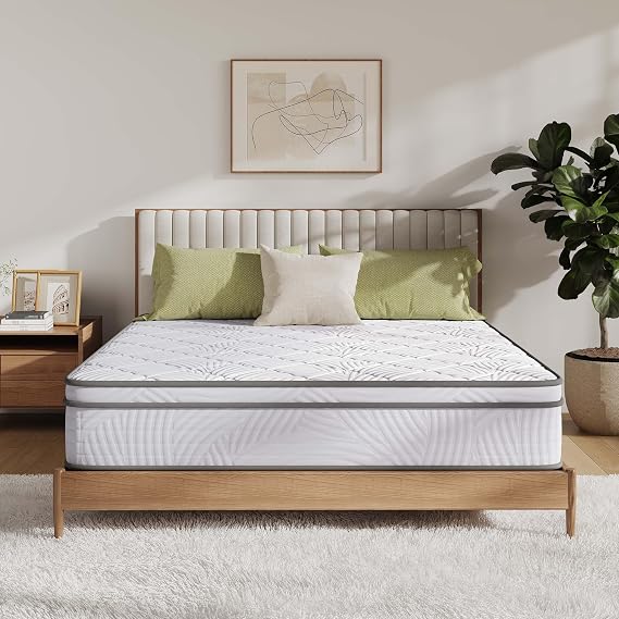 Novilla King Mattress, 10 inch Hybrid Mattress King Size for Back Pain Relief & Support, King Size Mattresses in a Box with Comfortable Foam & Individually Pocket Spring, Certipur-Us Certified