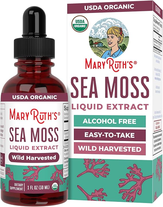 MARYRUTH'S USDA Organic Irish Sea Moss Liquid Drops, Unflavored, 1 oz