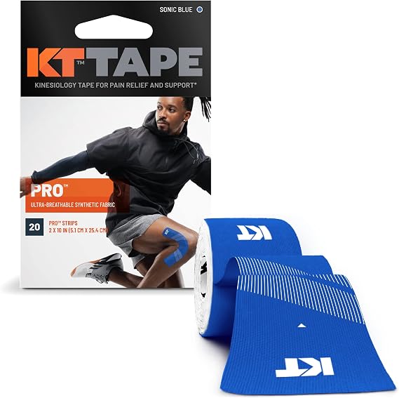 KT Tape Pro Synthetic Kinesiology Therapeutic Tape - 20 Precut Strips (Sonic Blue)