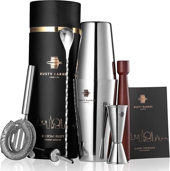 Cocktail Making Kit - Beautifully Presented Cocktail Shaker Set - Premium Cocktail Set with Cocktail Shaker and Bar Accessories for Home Pub - Cocktail Gift Set in a Beautiful Gift Box