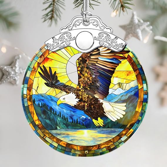 Christmas Ornaments: Stained Glass Ornament, Christmas Tree Ornament, Hanging Ornaments for Home Decor & Xmas Tree Decorations Exquisite Holiday Decor, Gifts & Holiday Present - Bald Eagle