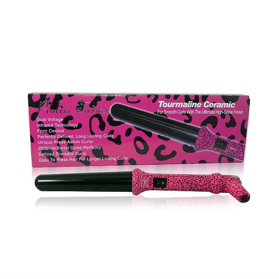 Curling Wand, Hot Pink Leopard, 1 Pound