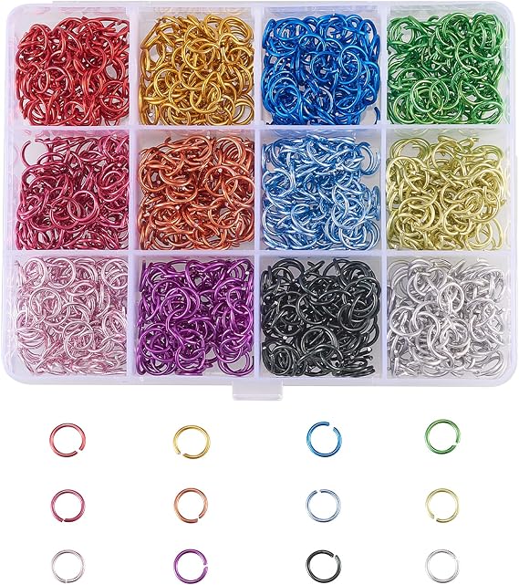LiQunSweet 1200Pcs 12 Colors 8mm Aluminum Jump Rings Open Jump Rings Round Fidget Infinity Loop Ring for DIY Chainmail Earring Jewelry Making Findings