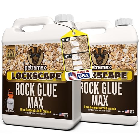 Lockscape Rock Glue for Landscaping, 2 Gallon - Wide Coverage & Pet Safe Mulch Glue for Rocks - Lockdown Gravel/Pebbles/Stones - Sticky Clear Gravel Binder & Decomposed Granite Stabilizer (1Gal x 2)