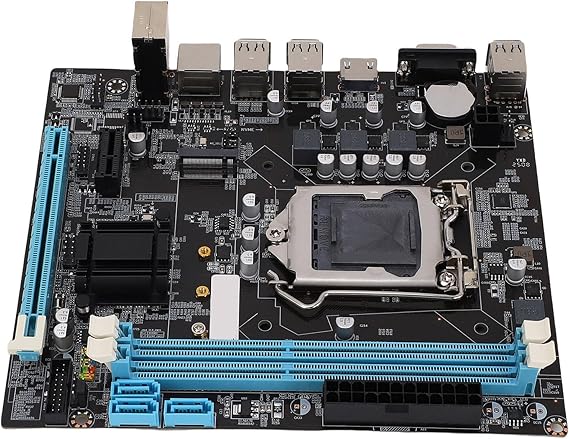 Desktop Motherboard, Channel DDR3 Computer Motherboard for PC, H61 6 USB2.0 DDR3 M.2 NVMe NGFF 100Mbps LAN Micro ATX Motherboard for LGA1155