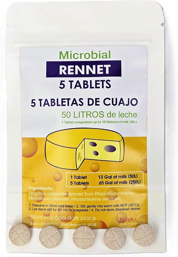 5 x Cuajo TITANIUM RENNET Tablets For any type of cheese 5 TABLETS FOR 250L OF MILK