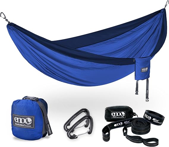 ENO Bundle, Includes the DoubleNest Hammock & Atlas Suspension System, Lightweight, Durable Hammock with Straps for Camping, Hiking & Travel, Royal/Navy