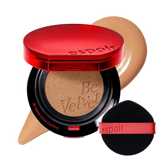 ESPOIR Be Velvet Cushion Foundation #30 Toffee | Quick and Easy Coverage with Long-lasting Color by Zero Oxidation, Velvety Smooth Finish & Lightweight Formula, Vegan, Korean Makeup, 0.46 oz