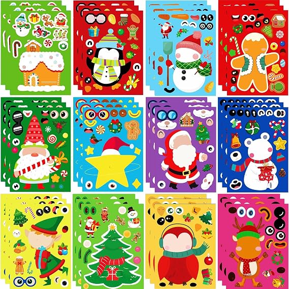 Christmas Stickers, DIY Christmas Classroom Decorations Gifts Stocking Stuffers Goodie Bag