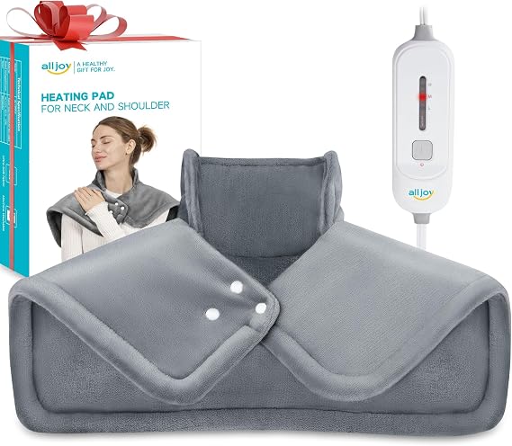 Heating Pad for Neck and Shoulder, ALLJOY 2.2lb Weighted Neck Shoulder Heating Pad Pain Relief, 3 Heat Settings, Auto-Off, Gifts for Dad Women Men Mom XL-25x18