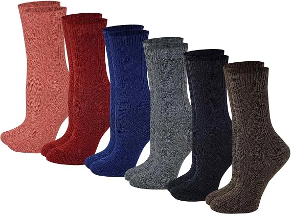 SUMONA Boot Socks Women (6 Pairs pack) Cable Knit Winter Wool Socks
