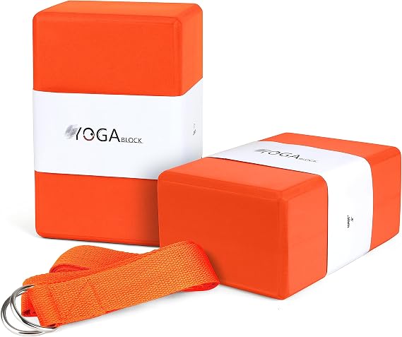 JBM Yoga Blocks 2 Pack with Strap, Cork Block 2 Pack EVA Foam Yoga Bricks Set,Stretch Blocks