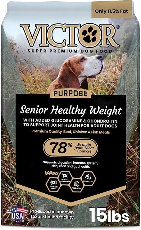 VICTOR Super Premium Dog Food Purpose Senior Healthy Weight Management Dry Dog Food for Adult Dogs Gluten Free with Glucosamine and Chondroitin, for Hip and Joint Health, 40lbs