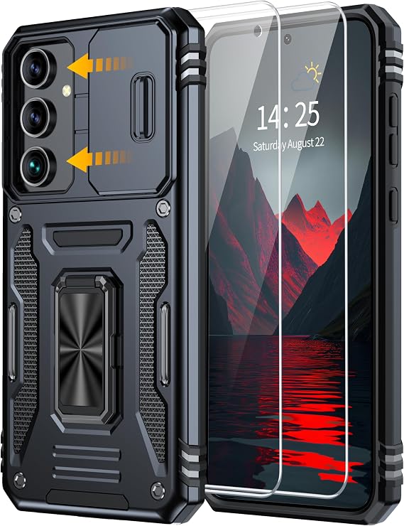 for Samsung Galaxy A55 5G Case, Built-in Camera Cover, Black