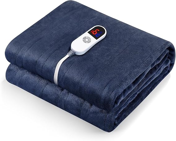 CURECURE Heated Electric Blanket Twin Size 62" x 84" Flannel Heated Blanket with 6 Heating Levels & 10 Hours Auto Off, Comfort Warm Blanket for Home Office Use, Machine Washable