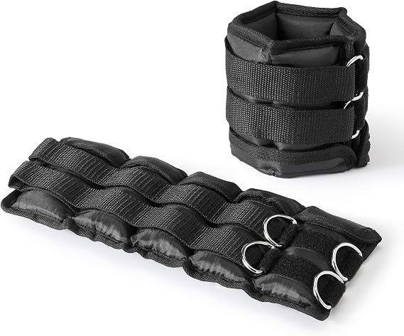 Amazon Basics Adjustable Ankle Weights for Men & Women, for Workouts, Resistance Training, Walking, Black