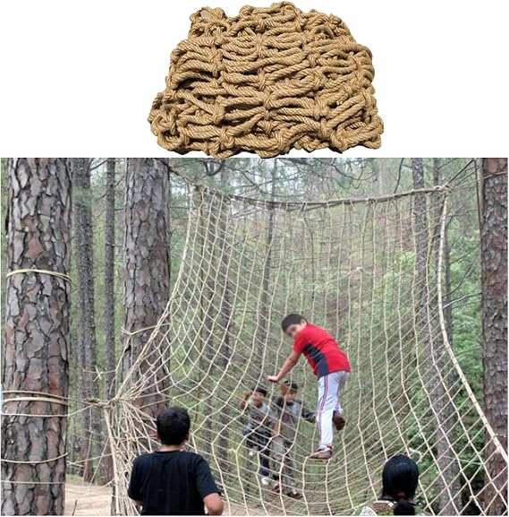 Rope Net Climbing Net Heavy Duty Protection Net Cargo Rope Ladder Safety Nets Truck Trailer Heavy Duty Outdoor Netting Kids Swing Fence Decor Treehouse Net Playground (Size : 4 * 4m(13 * 13ft))