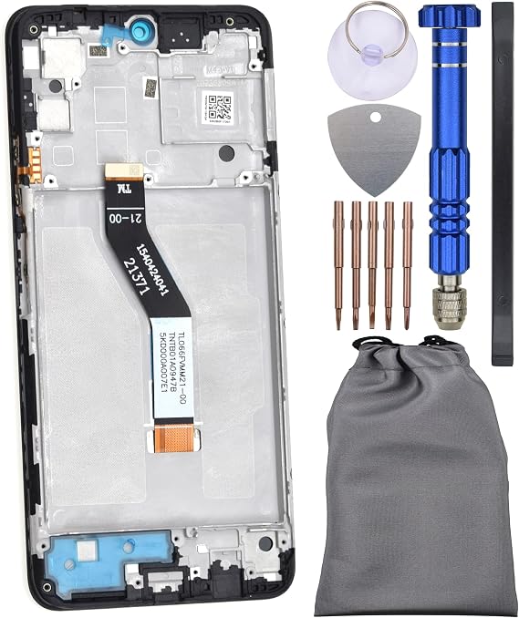 Display Screen Touch Digitizer with Screen Frame for Xiaomi Poco M4 Pro 5G Black 6.6