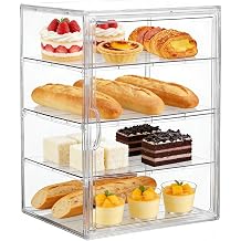 Pastrys Display Case, Bread Box for Kitchen, 4 Layers Adjustable Bread Bins with Lid, Large Bread Storage Containers for Breads Dessert Cookie Baking