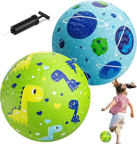 U&C Planet 6/8.5 Inch Rubber Balls for Kids Playground Balls with Pump