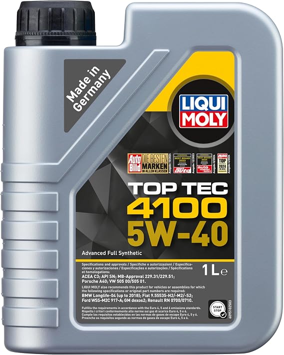LIQUI MOLY Top Tec 4100 5W-40 | 1 L | Synthesis technology motor oil | SKU: 9510