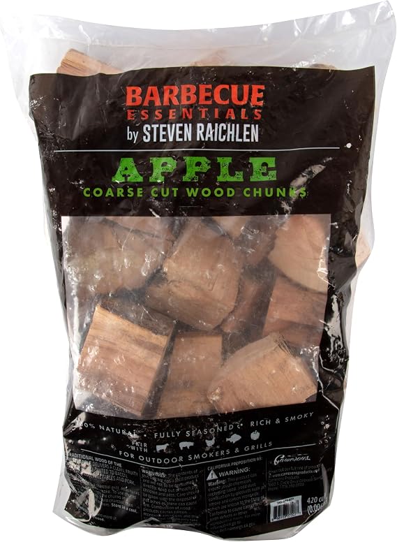 Steven Raichlen All Natural Apple Wood Chunks for Smoking -420 Cu In Box or Bag, Approx 5 Lbs - Kiln Dried Large Cut BBQ Wood Chips for Smoker -Barbecue Chunks for Smoked Meat - Grilling Gifts for Men