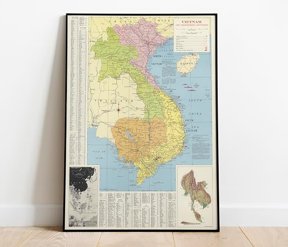 Historic Pictoric Map : Vietnam 1965, Vietnam and neighboring countries, Antique Vintage Reproduction : 18in x 24in