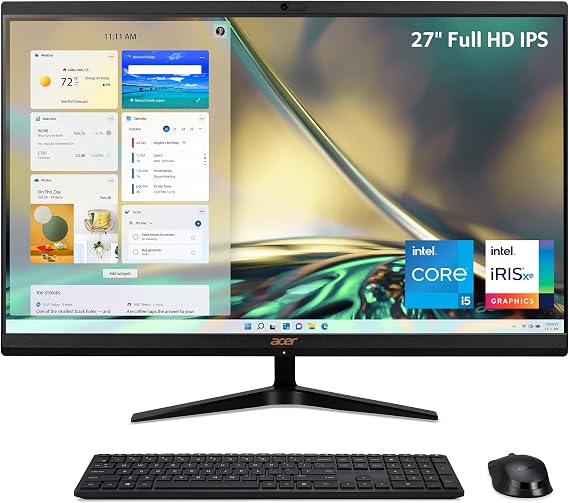 acer Aspire C27-1700-UA91 AIO Desktop | 27" Full HD IPS Display | 12th Gen Intel Core i5-1235U | Intel Iris Xe Graphics | 16GB DDR4 | 512GB NVMe M.2 SSD | Wi-Fi 6 | Copilot Enabled | Windows 11 Home