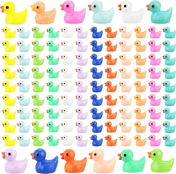 240Pcs Mini Resin Ducks, Tiny Duck Figurines Bulk, 12 Color Multicolored