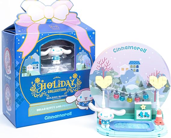 Hamee Building Blocks Sanrio Holiday Collection Figure Set - Cinnamoroll | Building Block Set, Birthday Gift, Party Favor, Gift Basket Filler, Stress Relief, Collectible Toy, Compatible with LEGO