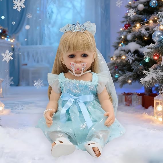 Realistic Reborn Baby Doll Silicone Full Body with Princess Dress