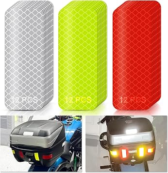 PSLER Reflective Stickers Strips Tape for Motorcycle Vehicle Car Bike Helmet Hard Hat, 36 PCS Silver Yellow Red High Visibility Reflectors Waterproof Bulk Safety Fishing Honeycomb Stickers