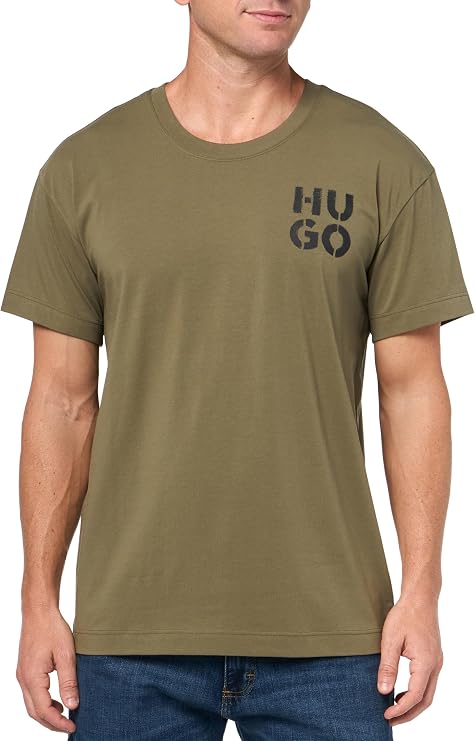 HUGO Men's Stacked Logo Cotton Stretch T-Shirt
