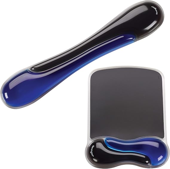 Kensington Duo Gel Mouse & Keyboard Wrist Rest Bundle Set, Ergonomic Keyboard and Mouse Pad With Wrist Support, Cooling Gel, Non-Skid Backing, Blue K52920WW