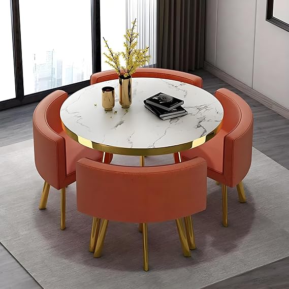 Office Reception Round Table, Round Dining Table Set, Reception Negotiation Table, Kitchen Dining Table, for Office Conference Room Hotel Balcony Meeting Room(Orange,80cm/31.4in)