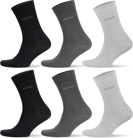 Anthony Jackson 6 Double Box BAMBOO Premium Classic Men's Socks