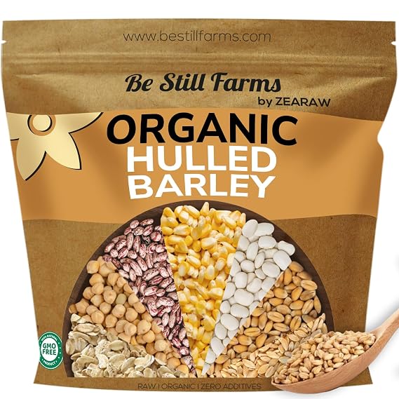 Organic Hulled Barley Grain 2.8lb - Whole Barley Groat Seed Bulk | Great for Soup, Flour, Cereal, Home Brewing, Grinding - High in Fiber - USDA Certified | Vegan | Non-GMO