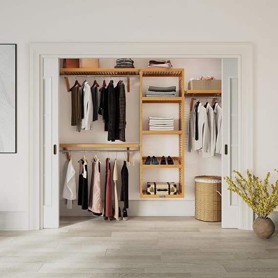 John Louis Home Solid Wood Reach-In Closet Organizer (Honey Maple)