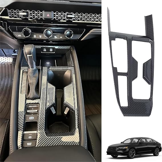 Car Gear Shift Knob Panel for Honda Accord 2023 2024 Accessories, Interior Trim Central Consoles Boots Knobs Cover Frame (Carbon Fiber)