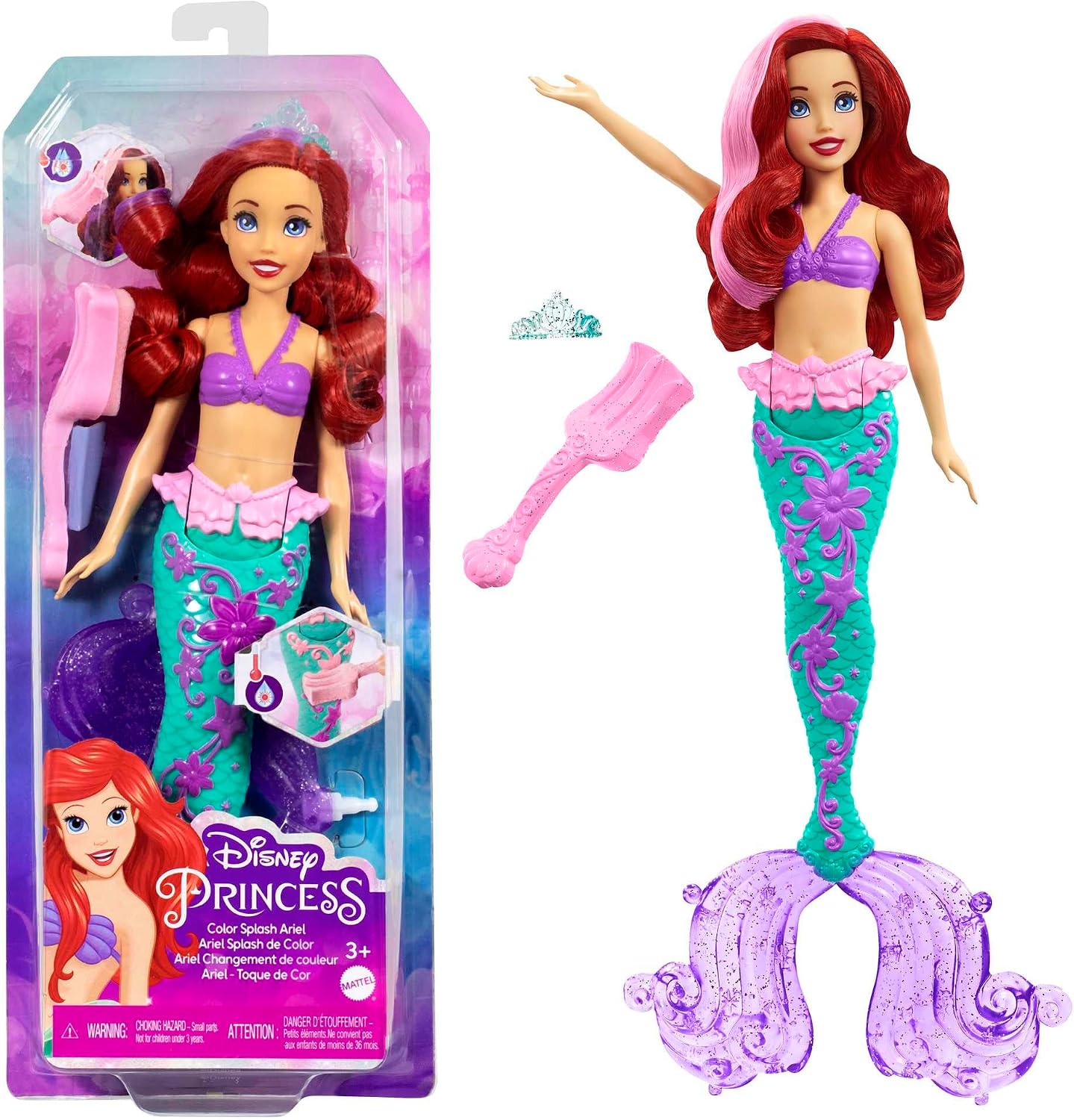 Disney Princess Ariel, Mermaid with Gorgeous Color Changing Hair, ages 3 and up, HLW00